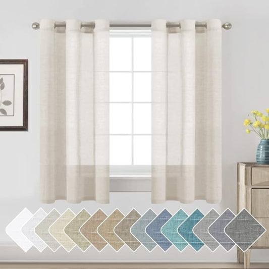 H.VERSAILTEX Linen Curtains Nickel Grommet Natural Linen Semi-Sheer Curtains 2 by HVERSAILTEX