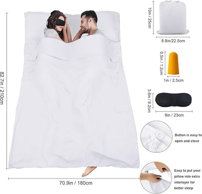 Sleeping Bag Liner, Travel Sheet & Adult Sleep Sack, Camping Sheets Travel - Image 3