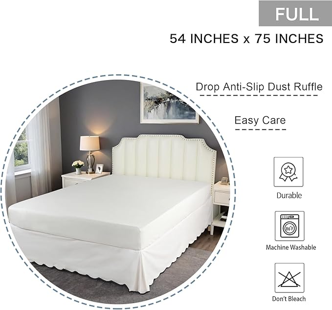 HIG Off-White Chic Full Bed Skirt - Image 2