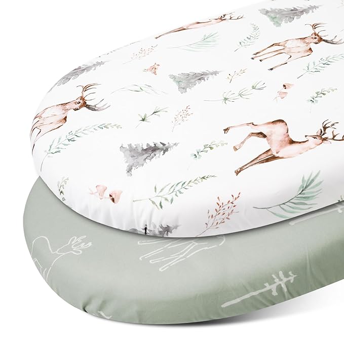 Gllquen Baby Bassinet Sheets Set 2-Pack, Breathable Cozy Bassinet Fitted Sheet by GLLQUENBABY