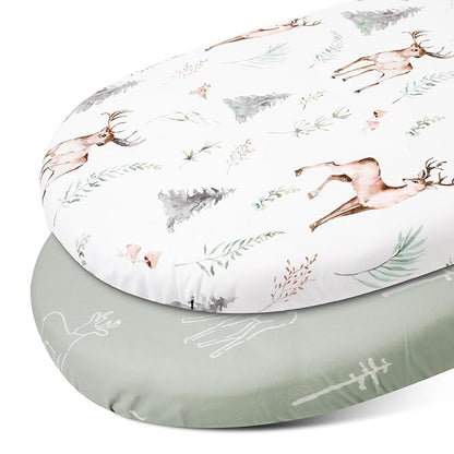 Gllquen Baby Bassinet Sheets Set 2-Pack, Breathable Cozy Bassinet Fitted Sheet by GLLQUENBABY