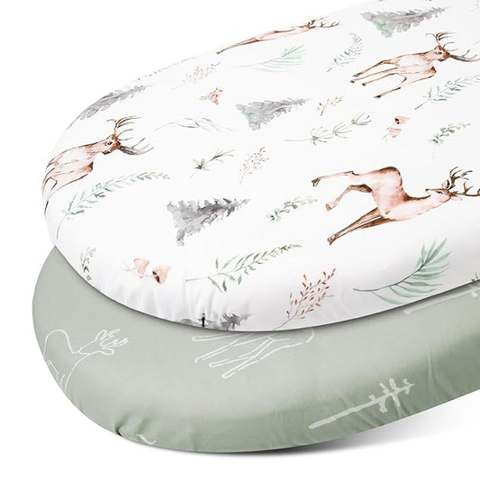 Gllquen Baby Bassinet Sheets Set 2-Pack, Breathable Cozy Bassinet Fitted Sheet by GLLQUENBABY