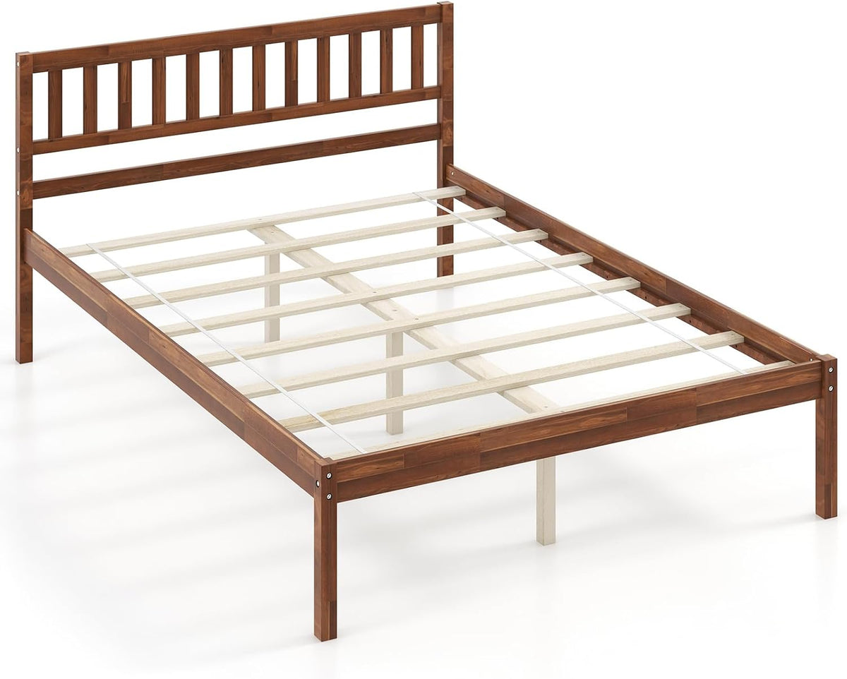 komfott full size wood platform bed frame with on a desk or shelf