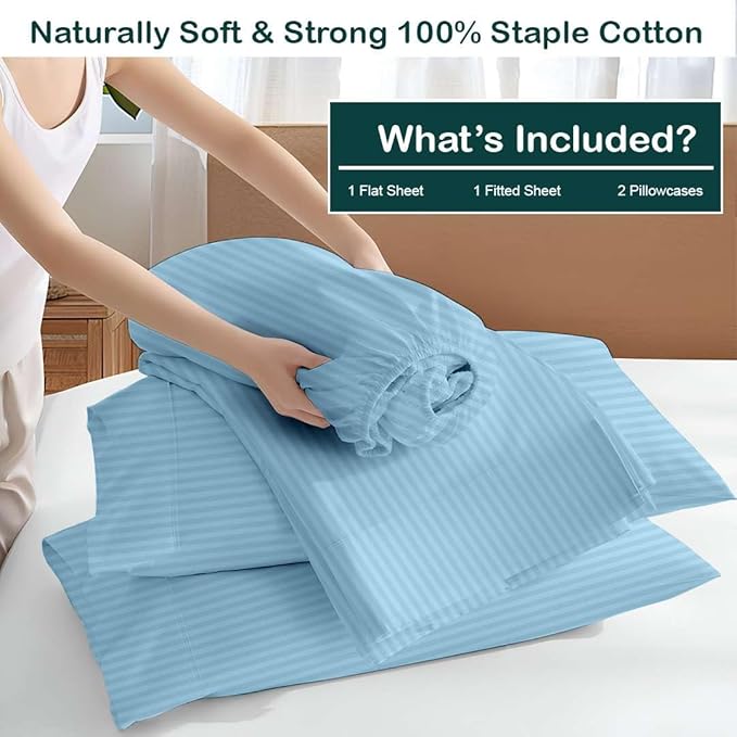 NON Sticky cotton Queen Size Sleeper Sofa Sheets, 4 Piece Egyptian Cotton Bed - Image 3