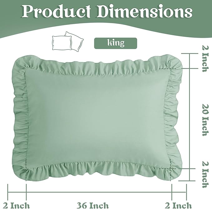 KKJIAF Ruffle Pillow Cases King Size Set of 2, Ruffled Pillow Covers - Image 3