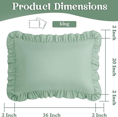 KKJIAF Ruffle Pillow Cases King Size Set of 2, Ruffled Pillow Covers - Image 3