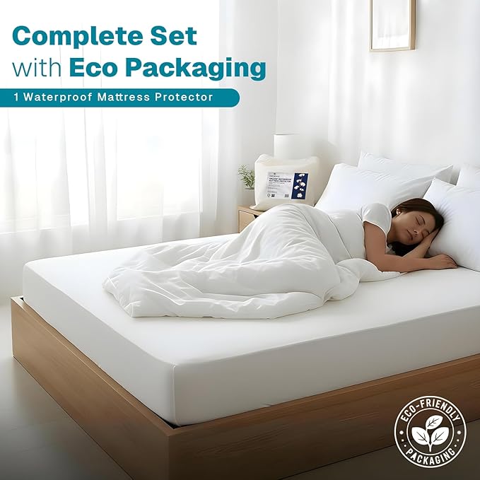 FABDREAMS Organic Waterproof Mattress Protector Queen Size|Queen Mattress - Image 2