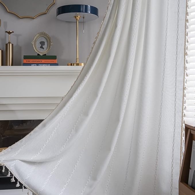 ColorBird Boho Curtains White Drapes by ColorBird