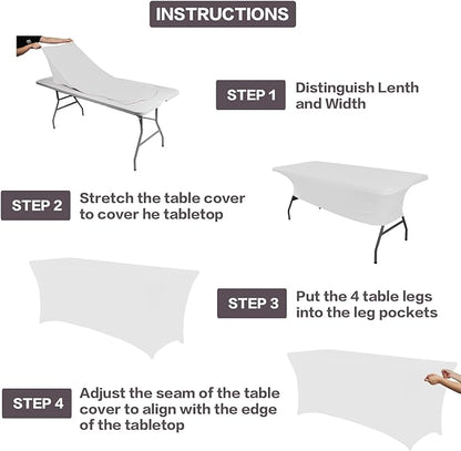 IVAPUPU 6FT Spring Table Cloth for Rectangular Fitted Events Stretch White - Image 4