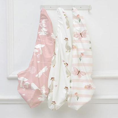 3-Pack Organic Bassinet Sheets for Girls Stretch, Soft Cozy Fitted Bassinet - Image 9