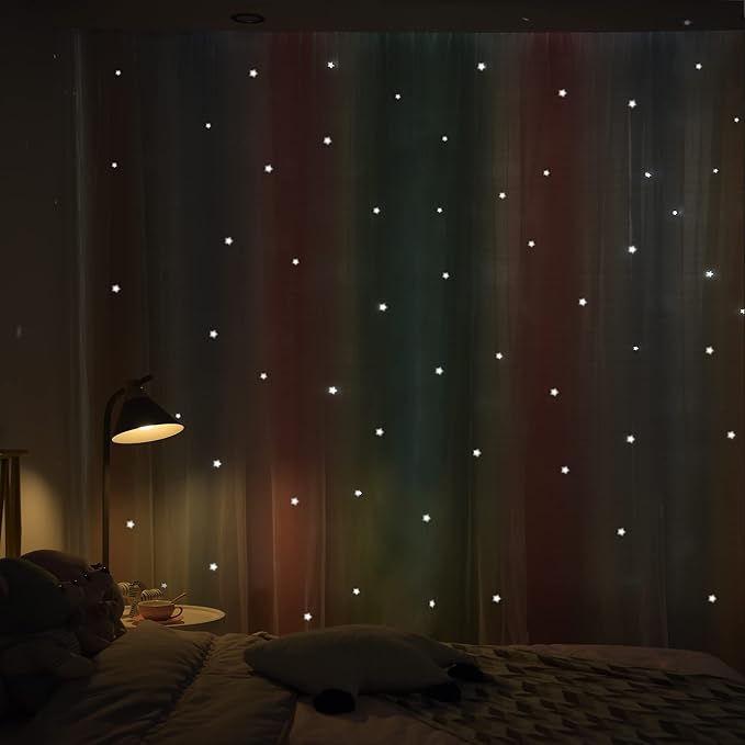 Kinryb Nursery/Kids/Girls Room Star Cut Out Blackout Rainbow Curtain - Image 6