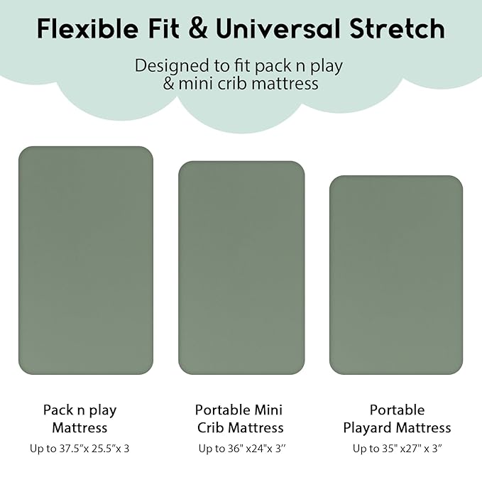 Yoofoss Pack and Play Sheets Fitted, Mini Crib Sheets 2-Pack - Image 3