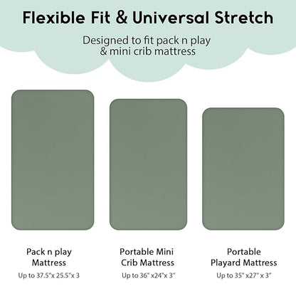 Yoofoss Pack and Play Sheets Fitted, Mini Crib Sheets 2-Pack - Image 3