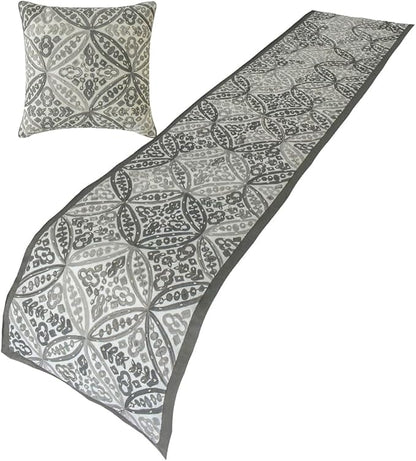 The HomeCentric King/Queen/Twin Gray Designer King 90"x18" Bed Runner Without - Image 4