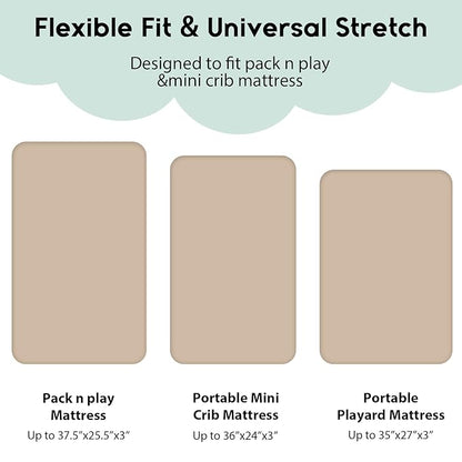 Yoofoss Pack and Play Sheets Fitted, Mini Crib Sheets 2-Pack - Image 3