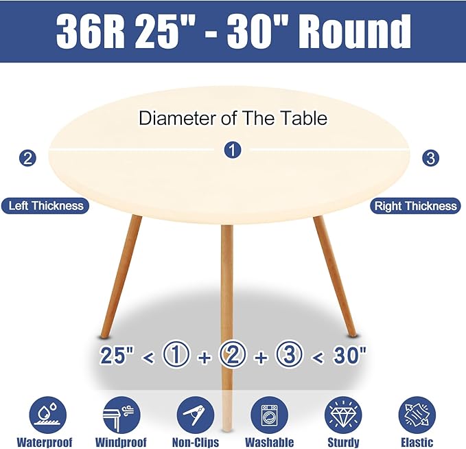 Round Spandex Tablecloth, Elastic Fitted Waterproof Tablecloths - Image 8
