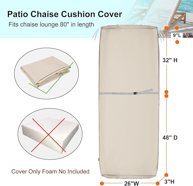NettyPro Outdoor Patio Lounge Chair Cushion Covers - Image 4