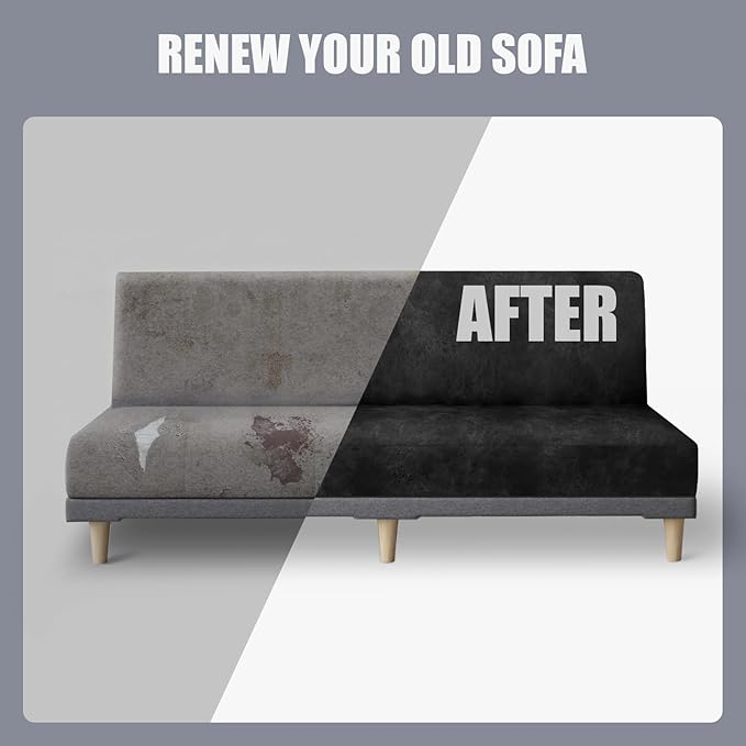 molasofa Leather Like Stretch Futon Slipcover Armless Futon Bed Sofa Cover - Image 6