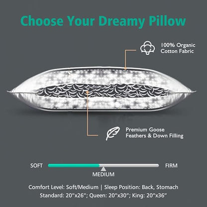 APSMILE Organic Feather Down Pillows Set of 2, Standard Size Bed Pillows - Image 3