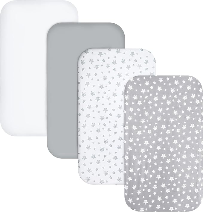 Pack and Play Sheets, 4 Pack Mini Crib Sheets, Stretchy Pack n Play Playard - Image 2