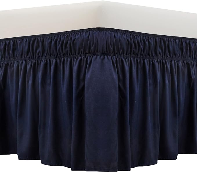 MEILA Wrap Around Bed Skirt Three Fabric Sides Elastic Dust Ruffled 24 Inch by MEILA