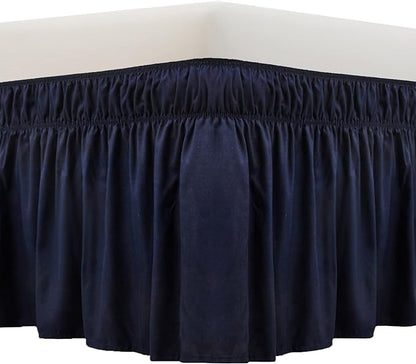 MEILA Wrap Around Bed Skirt Three Fabric Sides Elastic Dust Ruffled 24 Inch by MEILA