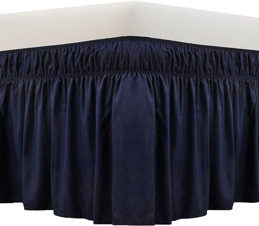 MEILA Wrap Around Bed Skirt Three Fabric Sides Elastic Dust Ruffled 24 Inch by MEILA