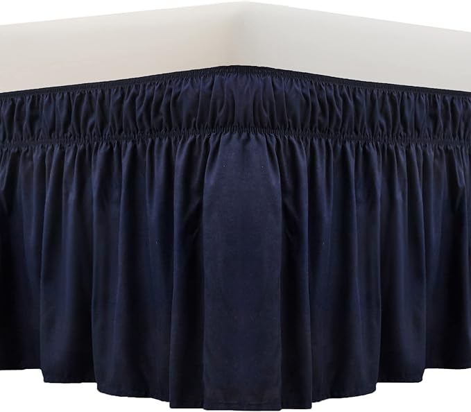 MEILA Wrap Around Bed Skirt Three Fabric Sides Elastic Dust Ruffled 24 Inch by MEILA