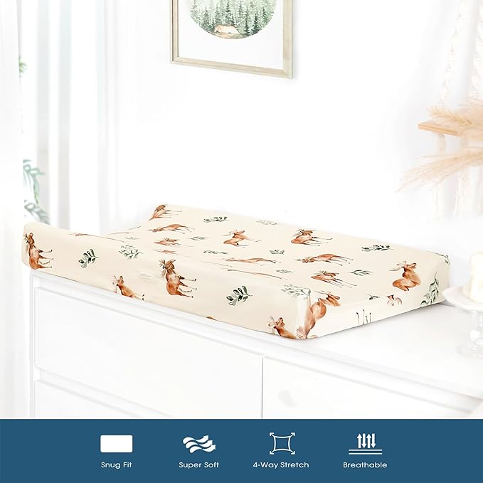 GRSSDER Stretch Ultra Soft Jersey Knit Changing Pad Cover Set 2 Pack, Change - Image 2