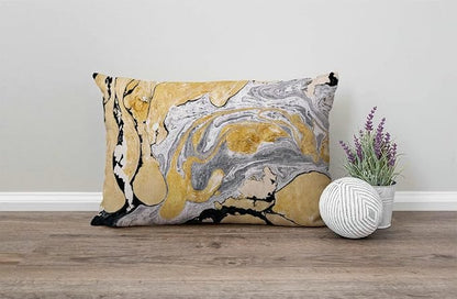 Solekla Black Gold Golden and Silver Marble Ink Abstract Painting Cotton Linen - Image 4