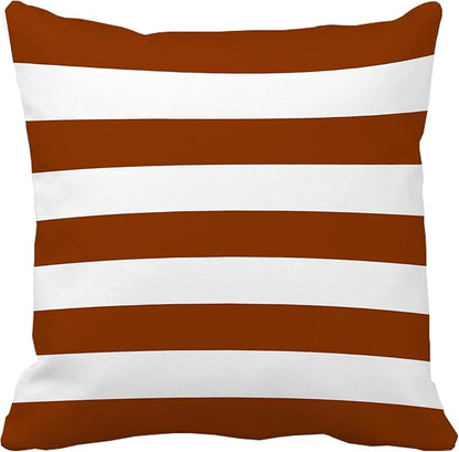 Leaveland Burnt Orange and White Stripe Set of 2 18x18 Inch Throw Pillow Cover - Image 6