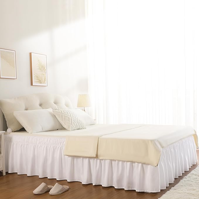 RIMELA White Bed Skirt Queen Size 18 Inch Drop, Elastic Bed Skirting - Image 7