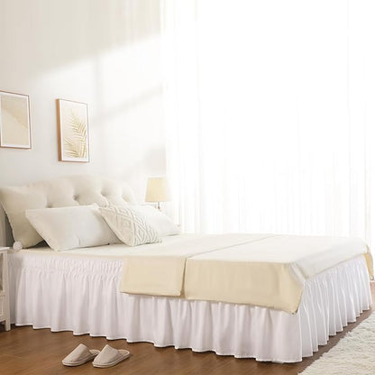 RIMELA White Bed Skirt Queen Size 18 Inch Drop, Elastic Bed Skirting - Image 7