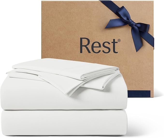 REST® Evercool®+ Cooling Sheet Set, King Size, Arctic White, Breathable Bed by REST