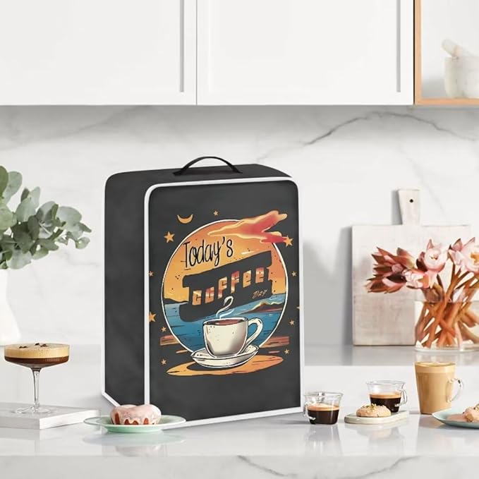Mumeson Coffee Cup Print Coffee Maker Cover, Blender Dust Cover Juice Machine - Image 3