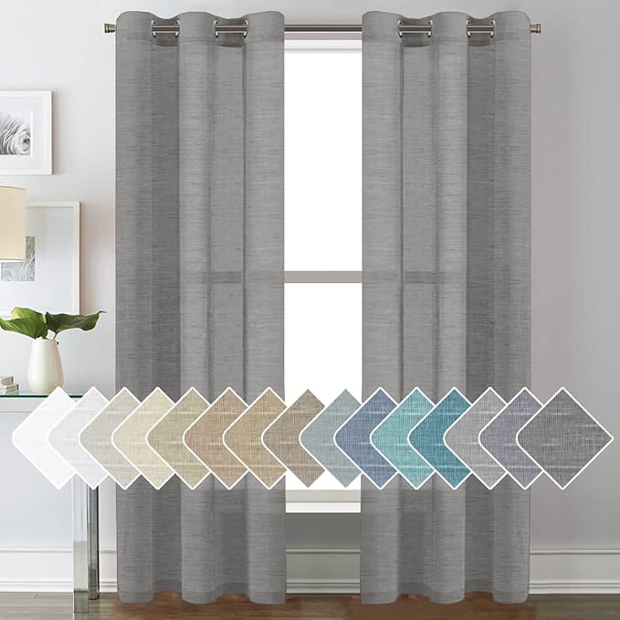 H.VERSAILTEX Linen Curtains Nickel Grommet Natural Linen Semi-Sheer Curtains 2 by HVERSAILTEX