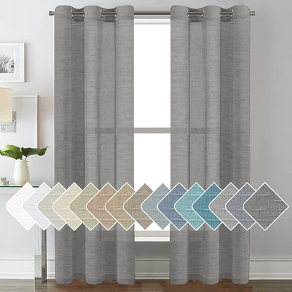 H.VERSAILTEX Linen Curtains Nickel Grommet Natural Linen Semi-Sheer Curtains 2 by HVERSAILTEX