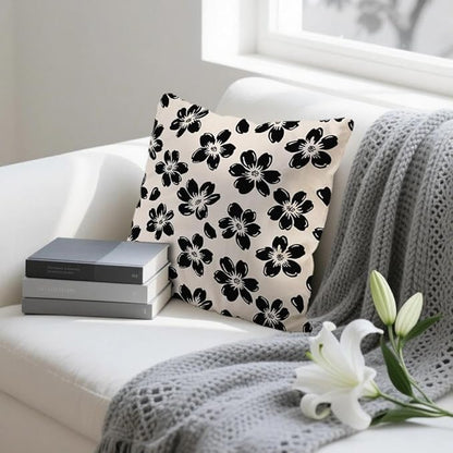 Decorative Black Floral Throw Pillow Covers 18 x 18 Inch Set of 2 - Image 4