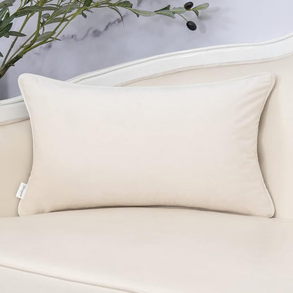 Yangest Beige Striped Throw Pillow Cover Multicolor Velvet Cushion Cover - Image 2