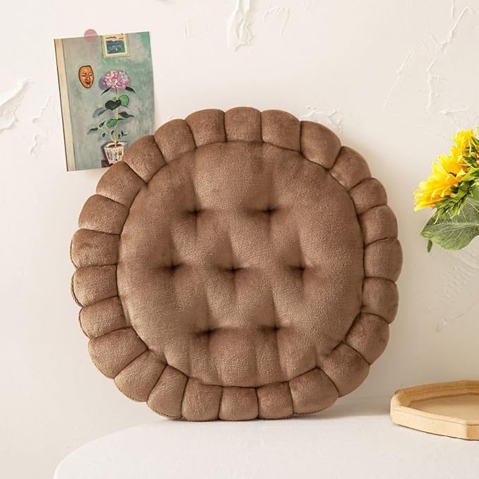 vctops Round Chair Pad Seat Cushion Solid Velvet Color Seat Pad Indoor Floor by vctops