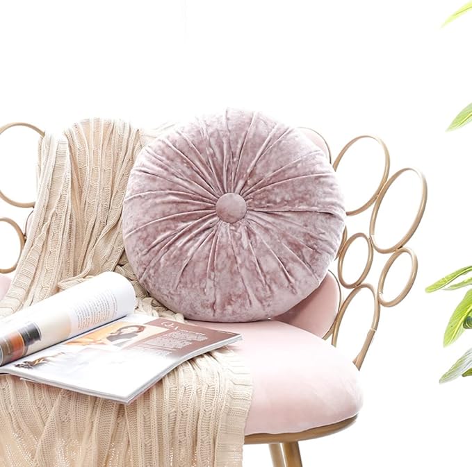 S_SSOY Round Throw Pillow for Couch Pumpkin Velvet Decorative Small Floor - Image 2