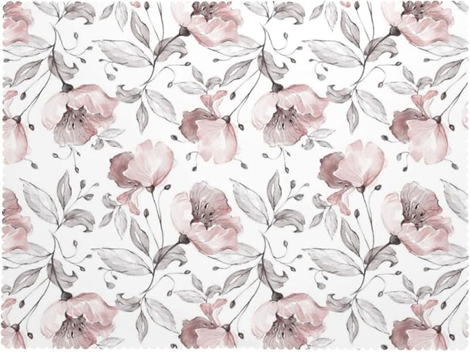 Pink Rose Tablecloth Watercolor Floral Gray Leaf Spring Flowers Leaves Table - Image 7
