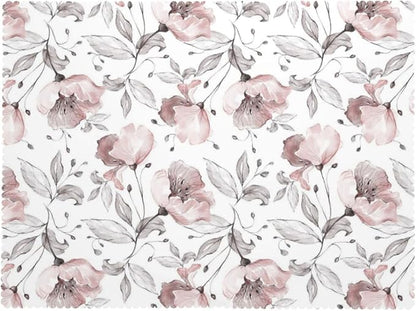 Pink Rose Tablecloth Watercolor Floral Gray Leaf Spring Flowers Leaves Table - Image 7