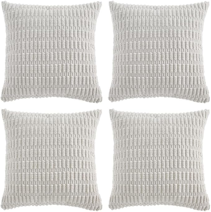 Fancy Homi 4 Packs Pure White Decorative Throw Pillow Covers 24x24 Inch by Fancy+Homi