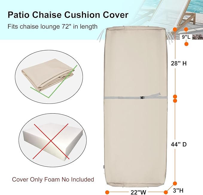 NettyPro Outdoor Patio Lounge Chair Cushion Covers - Image 4