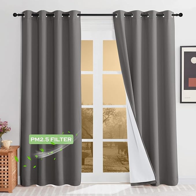 KGORGE Anti Dust Soundproof 100% Blackout Curtains 4 Layers Heavy Duty Energy by KGORGE