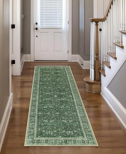 Lahome Vintage 2x6 Green Washable Kitchen Runner Rug, Soft Rug Runners - Image 2
