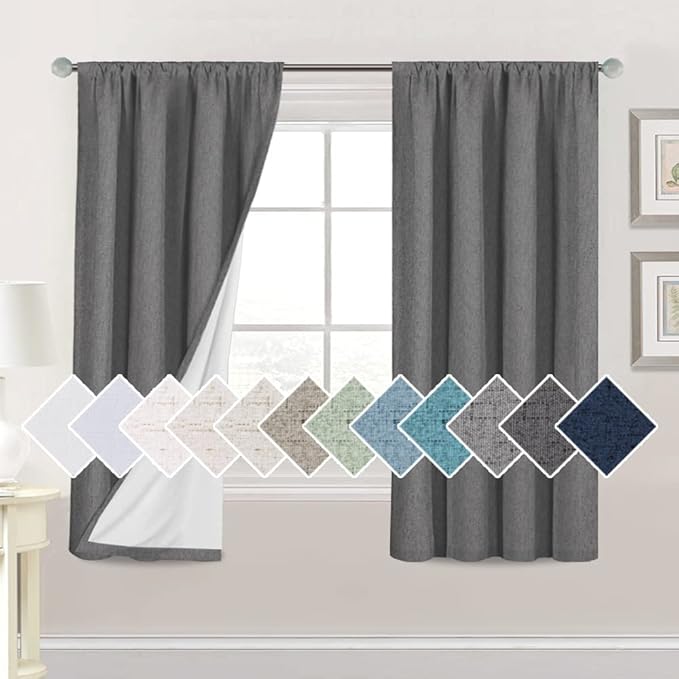 H.VERSAILTEX Linen Look 100% Blackout Curtains 63 Inches Long by HVERSAILTEX