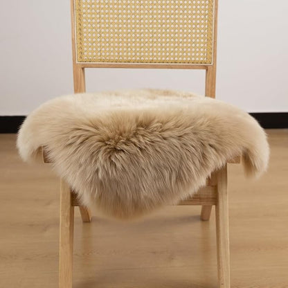 LLB Sheepskin Chair Cushion Non-Slip Back Square Genuine Fur Chair Cover Silky - Image 2
