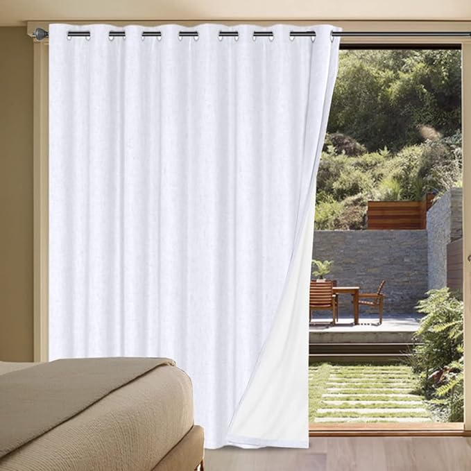 H.VERSAILTEX White Linen Blackout Curtains Durable Thick Textured Linen Look by HVERSAILTEX